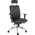 Teknik Office Ergo Plus Ergonomic Executive Operator PU Office Chair With Headrest and Premier Base Black - Certified For 24 Hour Use - 9700PUR530 56405TK