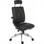 Teknik Office Ergo Plus Ergonomic Executive Operator PU Office Chair With Headrest and Premier Base Black - Certified For 24 Hour Use - 9700PUR530 56405TK