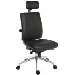 Teknik Office Ergo Plus Ergonomic Executive Operator PU Office Chair With Headrest and Apex Adjustable Arms and Premier Base Black - Certified For 24 