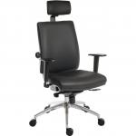 Teknik Office Ergo Plus Ergonomic Executive Operator PU Office Chair With Headrest and Apex Adjustable Arms and Premier Base Black - Certified For 24  56419TK