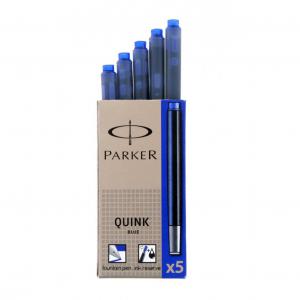 Parker Quink Long Ink Refill Cartridge for Fountain Pens Blue Pack 5 -