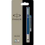 Parker Vector Fountain Pen Blue/Stainless Steel Barrel Blue Ink - S0881011 56645NR