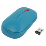 The image shows a sleek and modern wireless mouse from ACCO Brands in a calm blue color. The Leitz Cosy design features a comfortable shape and soft texture, making it easy to use for extended periods of time. Perfect for any workspace.