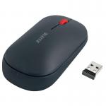 The photo shows a sleek, modern grey wireless mouse made by ACCO Brands. The mouse, from their Leitz Cosy line, is made of soft velvet material for a comfortable grip. Its elegant design and smooth curves make it a stylish addition to any workspace.