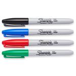 Sharpie Permanent Marker Fine Tip 0.9mm Line Assorted Standard Colours (Pack 4) - 1985858 56722NR