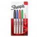 Sharpie Permanent Marker Fine Tip 0.9mm Line Assorted Standard Colours (Pack 4) - 1985858 56722NR