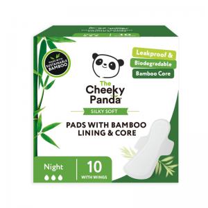 Cheeky Panda FSC Pads With Bamboo Lining & Core Night Pack 10 -