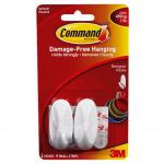 3M Command Small Oval Hooks With Command Adhesive Strips White (Pack 2) - 7100117616 57077MM