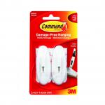 3M Command Medium Wire Hooks With Command Adhesive Strips White (Pack 2) - 7100117613 57112MM