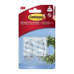 3M Command Medium Oval Hooks With Command Adhesive Strips Transparent (Pack 2) - 7100248305 57119MM