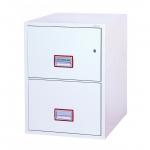 Phoenix Vertical Fire File 2 Drawer Filing Cabinet Key Lock White FS2252K 57793PH