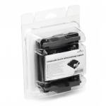 The photograph shows a Durable DURACARD monochrome black printer ribbon cartridge, designed for use with the ID 300 printer. The cartridge is durable and comes with various name badge accessories.