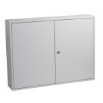 The Phoenix Key Cabinets Commercial Key Cabinet features 400 hooks and a secure key lock. The cabinet is a light grey color and is labeled with Phoenix in bold letters. The cabinet is spacious and sleek, with a professional appearance.