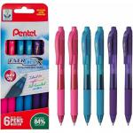 Pentel EnerGel X Tip Width 0.7mm Line Width 0.35mm Assorted Colours 2 Pink 2 Sky Blue 2 Violet in Cardboard Wallet (Pack 6) - YBL1076-MARK 58526PE