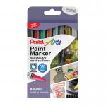 Pentel Paint Marker Fine Bullet Tip Assorted Metallic Colours (Pack 8) - YMSP108MET-M 58575PE