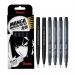 Pentel Arts Manga Master Pen Set contains Pointliners 0.05mm 0.5mm 1.0mm 2.0mm - 2 Brush Sign Pen pigment Black and Grey Ink (Pack 6) - YS20PSESP6-M 58610PE