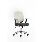 Dura Medium Back Task Operator Office Chair With Arms White BackBlack Airmesh Seat - OP000022 58650DY