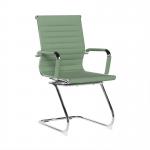 Nautilus Designs Aura Contemporary Medium Back Fabric Executive Cantilever Visitor Chair With Fixed Arms and Chrome Base Green - BCF8003AVGN 58666NA