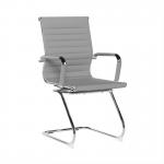 Nautilus Designs Aura Contemporary Medium Back Fabric Executive Cantilever Visitor Chair With Fixed Arms and Chrome Base Grey - BCF8003AVGY 58680NA