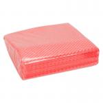 The photo captures a stack of vibrant red folded cleaning cloths, neatly packaged in a pack of 50. The value brand, ValueX, is prominently displayed and the cloths appear soft and absorbent, measuring 480x360mm. Perfect for everyday cleaning tasks.