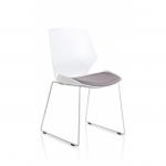 Dynamic Florence Sled Visitor Chair With White Frame and Grey Fabric Seat - BR000308 59373DY