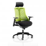 Flex Chair Black Frame With Green Back With Headrest KC0106 59672DY