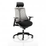 Flex Chair Black Frame With Grey Back With Headrest KC0109 59686DY