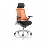 Flex Chair White Frame Back With Orange Back With Headrest KC0091 59735DY