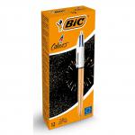 Bic 4 Colours Party Champagne Effect Barrel Ballpoint Pen 1.0mm Tip 0.32mm Line BlackBlueGreenRed Ink (Pack 12) - 992701 59842BC