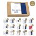 The image shows a Crest Medical First Aid Refill Blue Dot for a SMALL BS 8599-1 (2019) First-Aid Kit. The kit refill is labeled S10 60101WC and contains various medical supplies. The blue dot indicates it is suitable for small-sized kits.