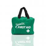 The Crest Medical First Aid Blue Dot Two In One Complete First-Aid Kit is filled with essential medical supplies and tools. The compact, blue and white case contains bandages, gauze, gloves, scissors, and more, making it perfect for emergency situations.
