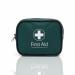 A photo of the Crest Medical Travel First Aid Kit shows a compact green zipped bag with a blue dot design, containing essential supplies for one person on the go.