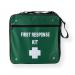 In the photo, you can see a compact first aid kit with a bright green case, labeled Crest Medical First Aid Astroplast. The kit includes various supplies, such as bandages, gauze, and cleansing wipes, neatly organized and easily accessible for quick first response in case of emergencies.