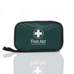 The Crest Medical First Aid kit features a durable green zipped bag with a blue dot design and meets BS 8599-1 (2019) standards. It is a compact and convenient personal use first-aid kit.