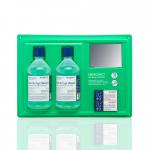 The picture shows a Crest Medical Eye Wash Kit Quick Check Eye Care Point in green. It is a complete set with all necessary items for eye care.