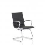 Dynamic Nola Black Soft Bonded Leather Cantilever Conference Chair With Fixed Arms and Chrome Frame - OP000224 60302DY