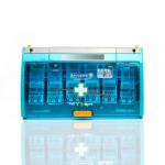 The photograph captures a Crest Medical Plasters Astroplast Pull N Open Plaster Dispenser filled with 60 fabric plasters, each measuring 7.2cm x 2.5cm. The dispenser is ready to use, with a convenient pull open design. The plasters are neatly arranged and easily accessible, making this a must-have for any first aid kit.