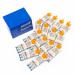 The picture shows a box of Wallace Cameron plasters, with a yellow clip, labeled Astroplast Pull N Open Washproof Pilferproof Plasters. The box contains 15 packets of plasters, each with 10 plasters inside, measuring 7.2cm x 2.5cm.
