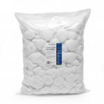 The picture shows a pack of 250 large absorbent cotton wool balls, in the color blue. The brand, Crest Medical, is featured prominently on the packaging. Each ball is neatly stacked and appears soft and fluffy. The pack is labeled with the description First Aid Supplies and the product name, Blue Dot Absorbent Cotton Wool Balls.