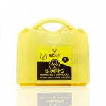The photo shows a Crest Medical Body Fluid Kit BioSafe 3 Application Body Fluid & Sharps Kit. The kit contains various items used for handling body fluid and sharp materials. The package is compact and easy to use, making it a convenient option for medical professionals. The kit includes gloves, absorbent pads, a biohazard bag, and other tools needed for safe disposal.