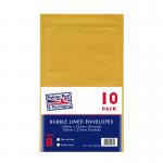 Pukka Post & Packaging Bubble Lined Envelopes Gold Peel and Seal Size B 140mmx225mm (Pack 10) - 7061-ENV(10) 61130PK