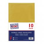 Pukka Post & Packaging Bubble Lined Envelopes Gold Peel and Seal Size F 240mmx350mm (Pack 10) - 7065-ENV(10) 61158PK