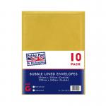 Pukka Post & Packaging Bubble Lined Envelopes Gold Peel and Seal Size G 250mmx350mm (Pack 10) - 7066-ENV(10) 61165PK