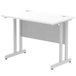 Impulse 1000 x 600mm Straight Desk White Top Silver Cantilever Leg MI002195 61492DY