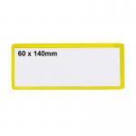 Beaverswood Magnetic PVC Clear Front Ticket Pouches For Warehouse Shelving and Racking H60mmxW140mm Yellow (Pack 100) - MP614Y 61557BV