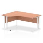 Impulse Contract Left Hand Crescent Radial Cantilever Desk W1600 x D1200 x H730mm Beech Finish/White Frame - I001875 61835DY