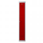 Phoenix PL Series 1 Column 1 Door Personal Locker Grey Body Red Door with Key Lock PL1130GRK 61895PH