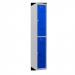 Phoenix PL Series 1 Column 2 Door Personal Locker Grey Body Blue Doors with Key Locks PL1230GBK 