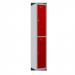 Phoenix PL Series 1 Column 2 Door Personal Locker Grey Body Red Doors with Key Locks PL1230GRK 