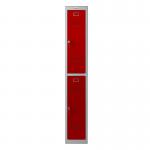 Phoenix PL Series 1 Column 2 Door Personal Locker Grey Body Red Doors with Key Locks PL1230GRK 61916PH